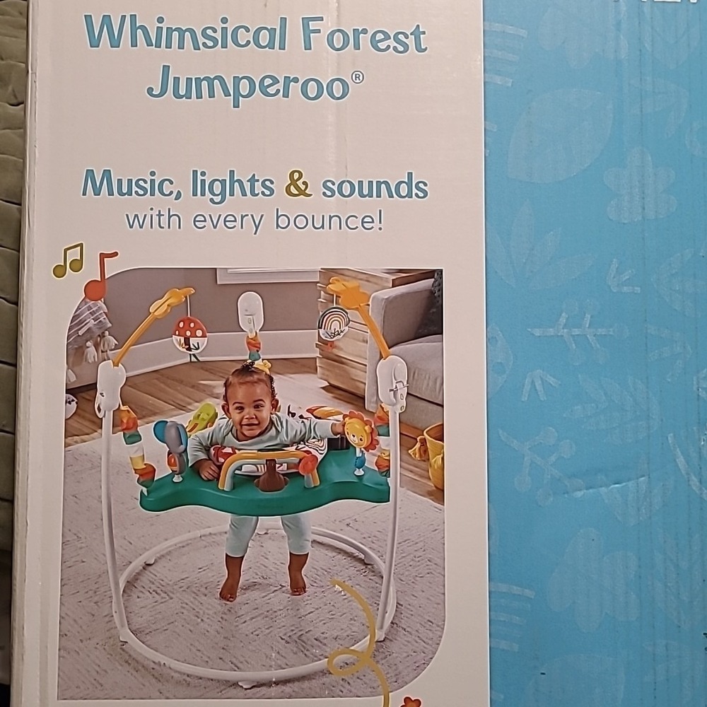 Fisher-Price Whimsical Forest Jumperoo Baby Bouncer Music Lights Sound Spin 360